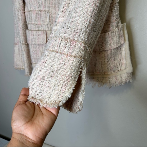 Anne Klein Vintage Women Coquette Girl Tweed Pink and White Suit Blazer Size 10 - Picture 8 of 11